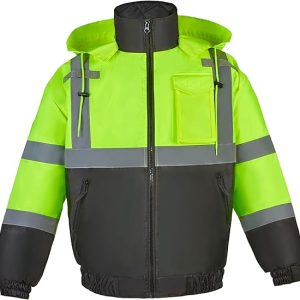hi vis reflective safety jacket, insulated winter work jacket